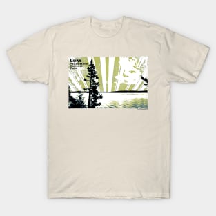 Retro Lake Yellowstone in yellow and green T-Shirt